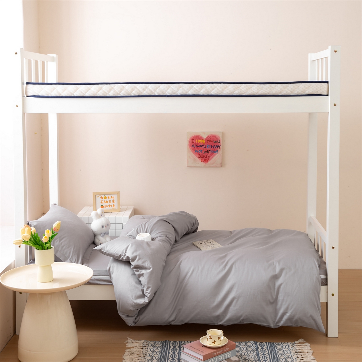 91家纺网 家纺一手货源 找家纺 凌云家纺 2025新款13372全棉纯棉学生床单款三件套上下铺宿舍六件套一整套 简约灰