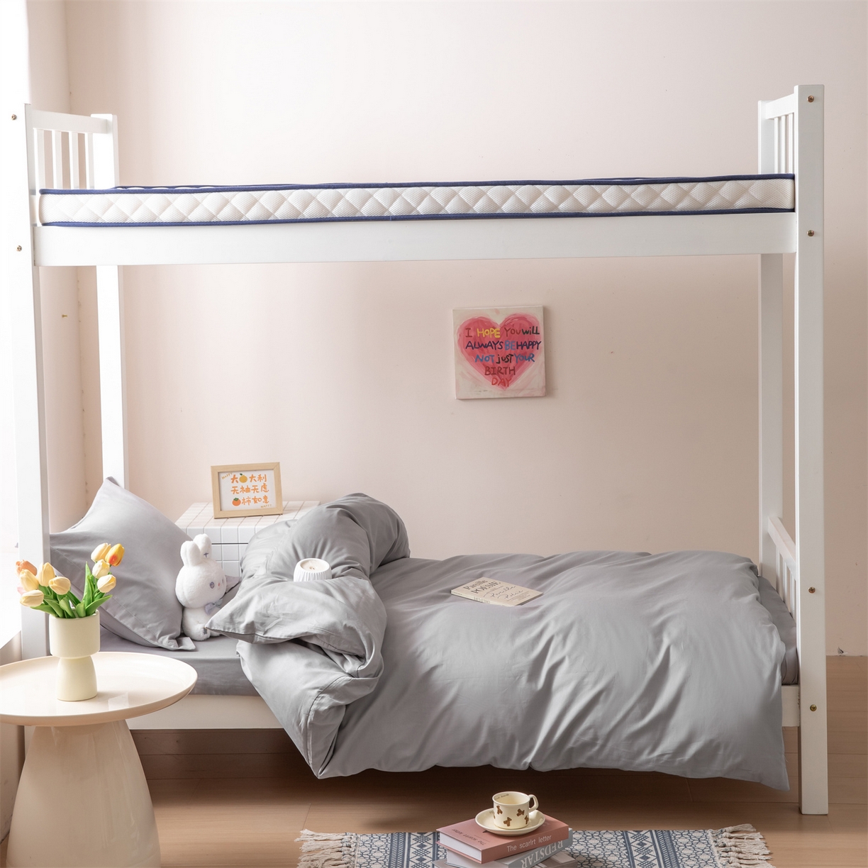 91家纺网 家纺一手货源 找家纺 凌云家纺 2025新款13372全棉纯棉学生床单款三件套上下铺宿舍六件套一整套 简约灰