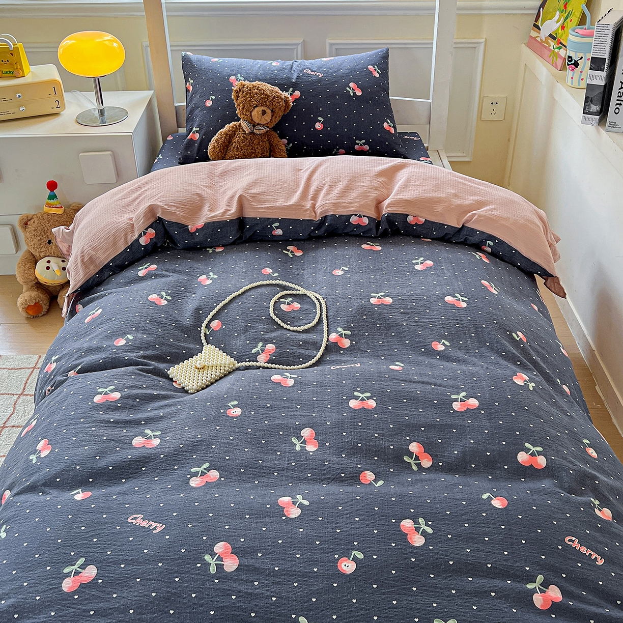 91家纺网 家纺一手货源 找家纺 纽缦家纺 2025新款云感提花双层纱韩版三件套宿舍三件套上下铺三件套 大吉大厘