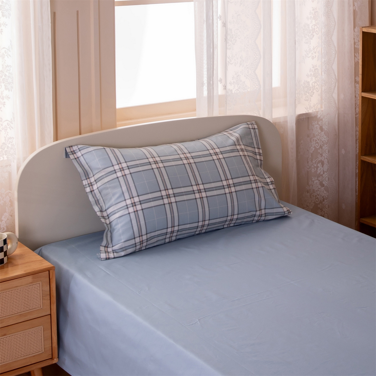 91家纺网 家纺一手货源 找家纺 凌云家纺 2025新款13372全棉纯棉学生床单款三件套上下铺宿舍六件套一整套 绮梦蓝