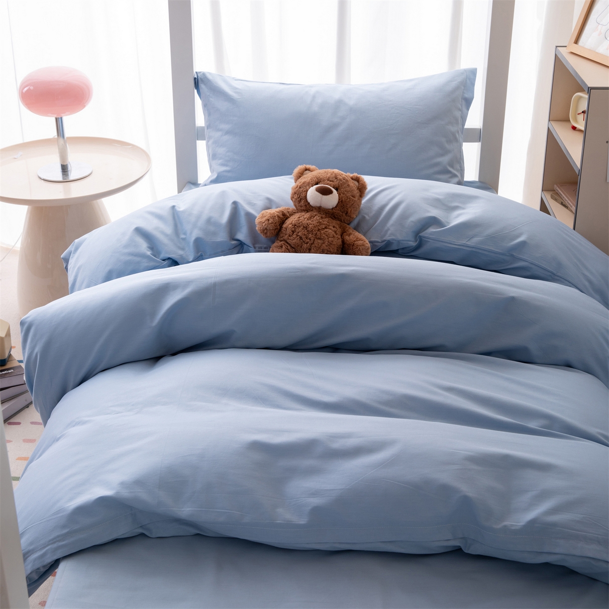 91家纺网 家纺一手货源 找家纺 凌云家纺 2025新款13372全棉纯棉学生床单款三件套上下铺宿舍六件套一整套 星空蓝