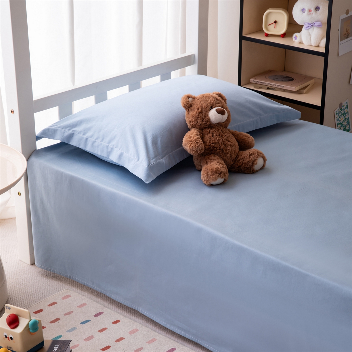 91家纺网 家纺一手货源 找家纺 凌云家纺 2025新款13372全棉纯棉学生床单款三件套上下铺宿舍六件套一整套 星空蓝