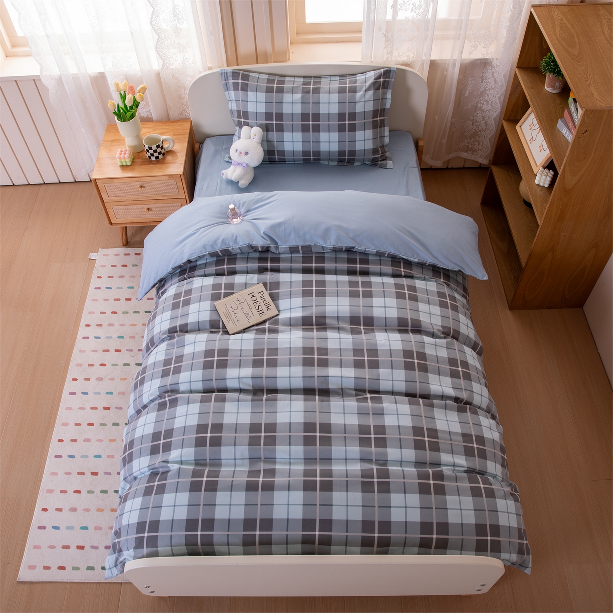 91家纺网 家纺一手货源 找家纺 凌云家纺 2025新款13372全棉纯棉学生床单款三件套上下铺宿舍六件套一整套 雅静兰