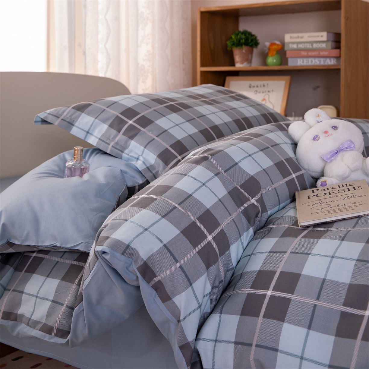 91家纺网 家纺一手货源 找家纺 凌云家纺 2025新款13372全棉纯棉学生床单款三件套上下铺宿舍六件套一整套 雅静兰