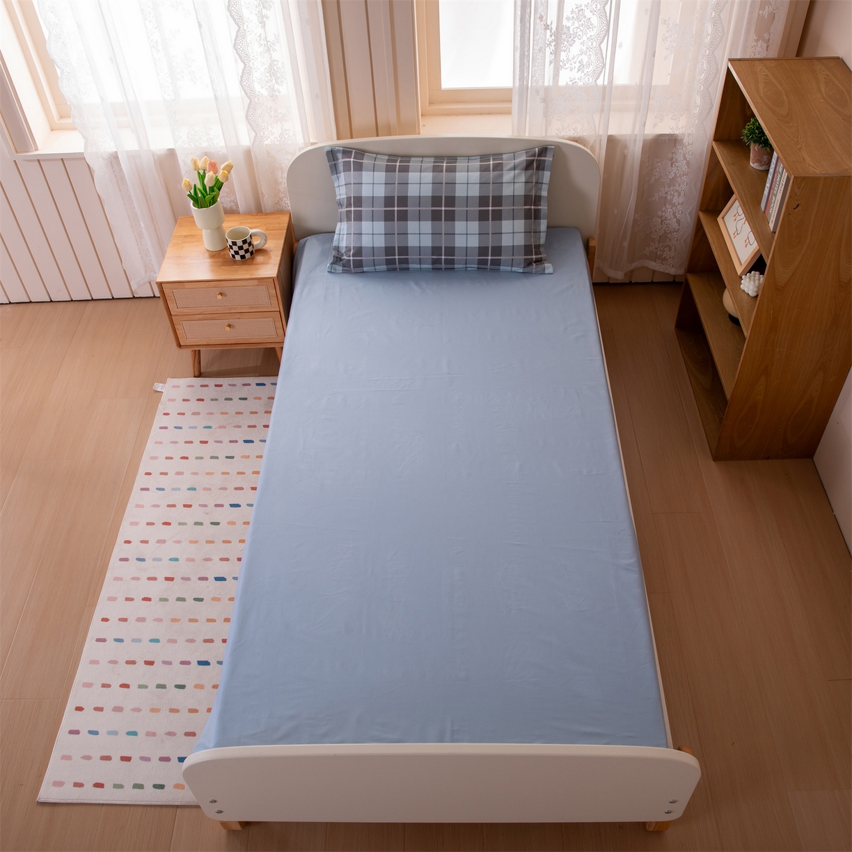 91家纺网 家纺一手货源 找家纺 凌云家纺 2025新款13372全棉纯棉学生床单款三件套上下铺宿舍六件套一整套 雅静兰