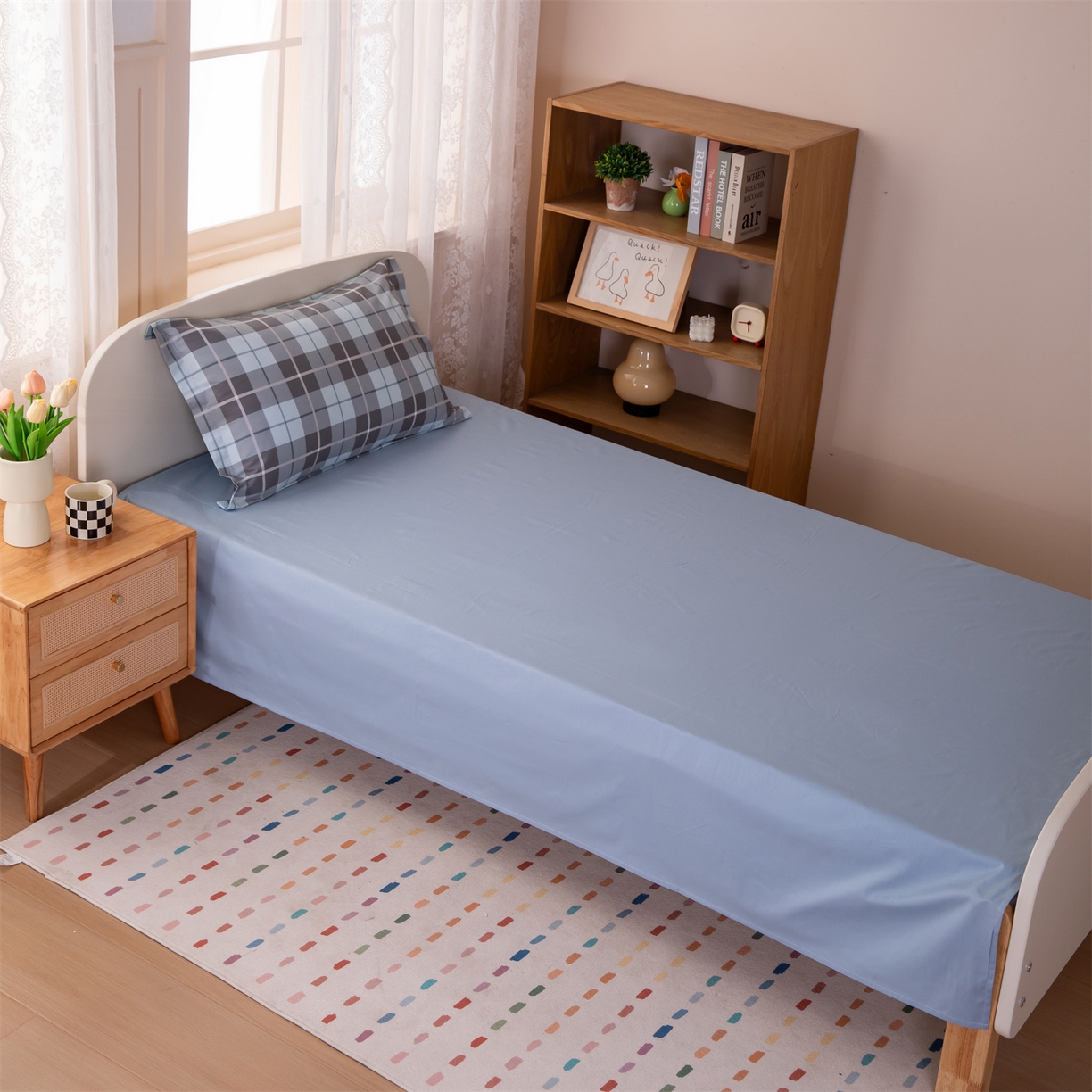 91家纺网 家纺一手货源 找家纺 凌云家纺 2025新款13372全棉纯棉学生床单款三件套上下铺宿舍六件套一整套 雅静兰