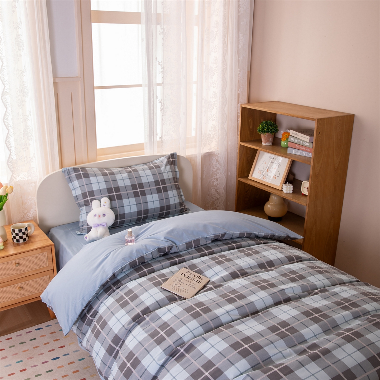 91家纺网 家纺一手货源 找家纺 凌云家纺 2025新款13372全棉纯棉学生床单款三件套上下铺宿舍六件套一整套 雅静兰