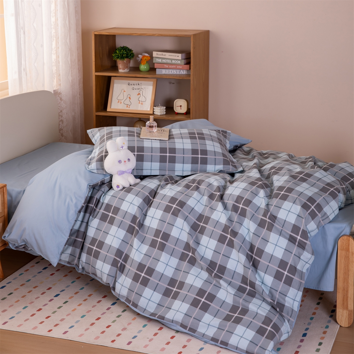 91家纺网 家纺一手货源 找家纺 凌云家纺 2025新款13372全棉纯棉学生床单款三件套上下铺宿舍六件套一整套 雅静兰