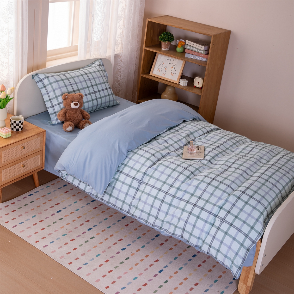 91家纺网 家纺一手货源 找家纺 凌云家纺 2025新款13372全棉纯棉学生床单款三件套上下铺宿舍六件套一整套 印象空间