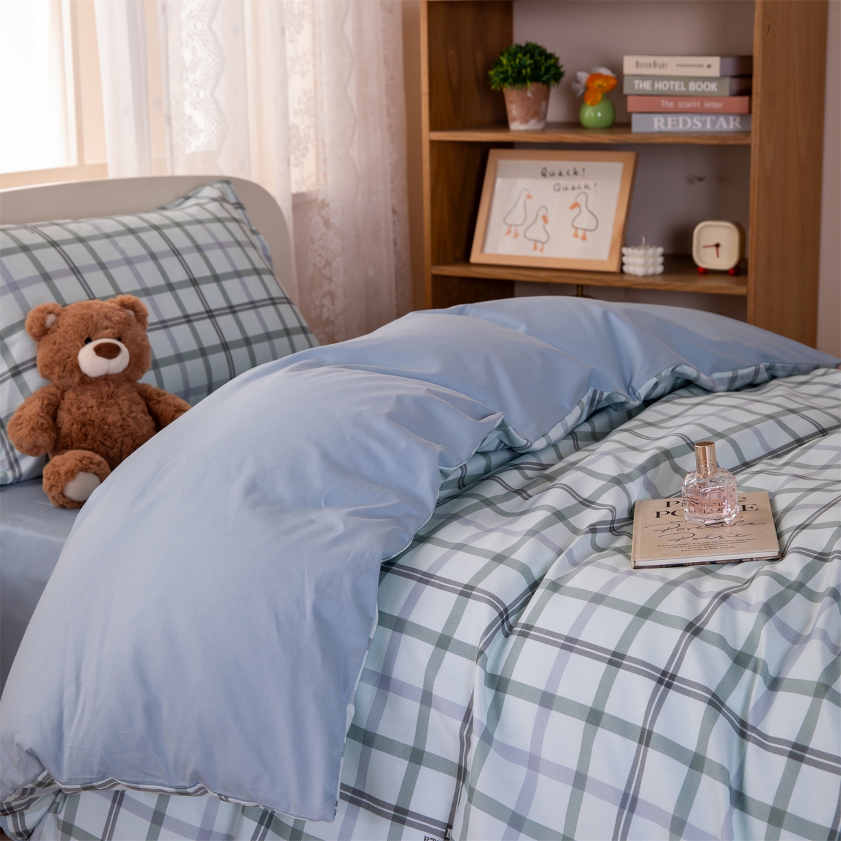 91家纺网 家纺一手货源 找家纺 凌云家纺 2025新款13372全棉纯棉学生床单款三件套上下铺宿舍六件套一整套 印象空间