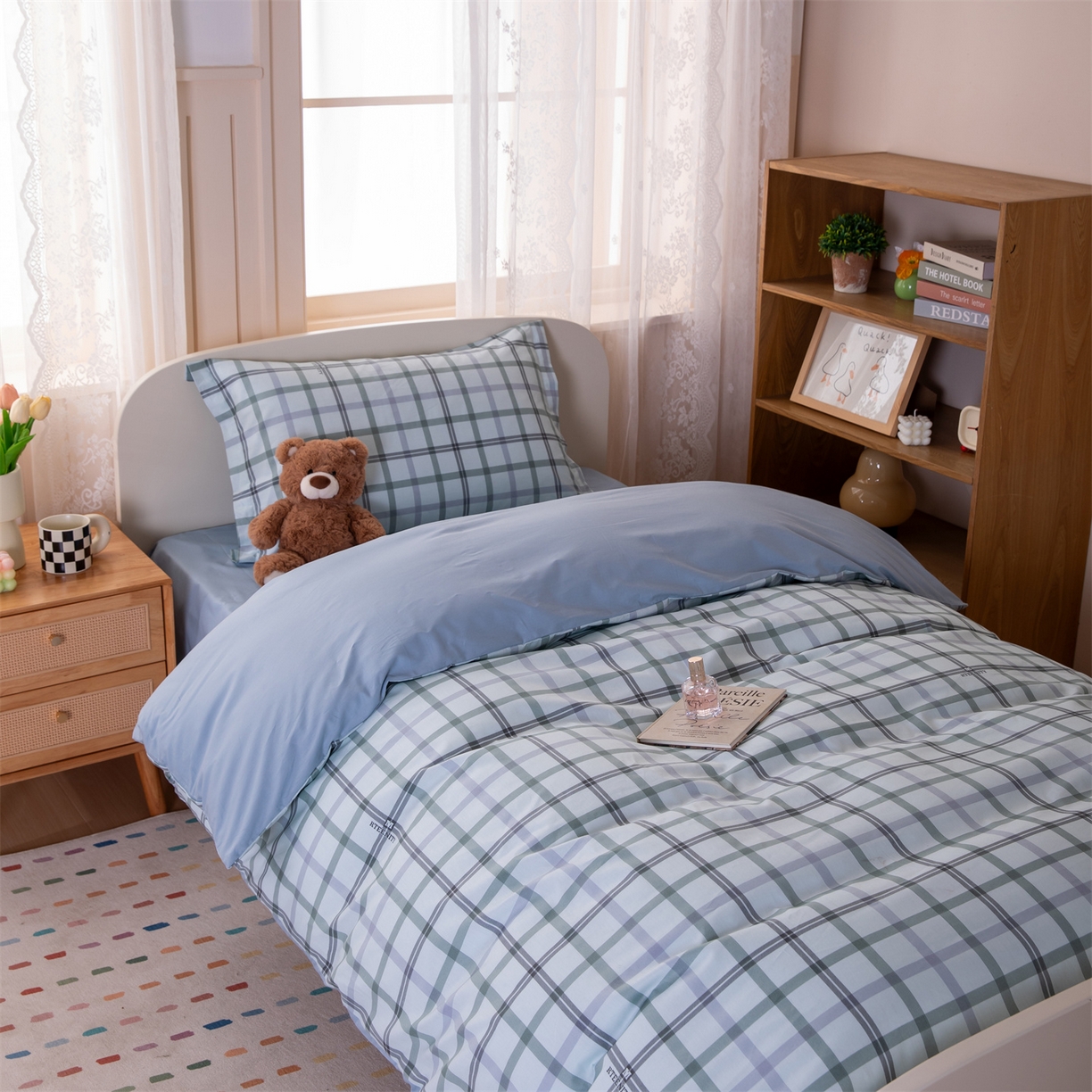 91家纺网 家纺一手货源 找家纺 凌云家纺 2025新款13372全棉纯棉学生床单款三件套上下铺宿舍六件套一整套 印象空间