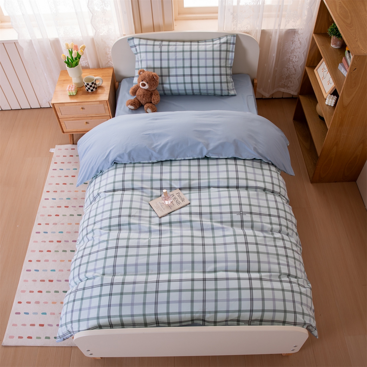 91家纺网 家纺一手货源 找家纺 凌云家纺 2025新款13372全棉纯棉学生床单款三件套上下铺宿舍六件套一整套 印象空间