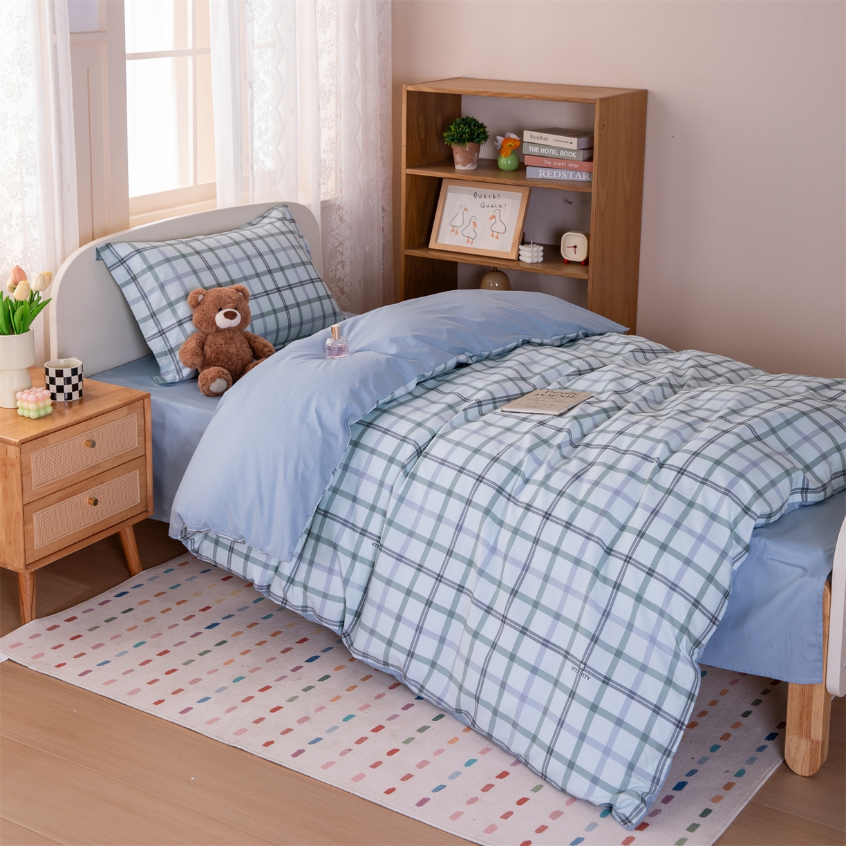 91家纺网 家纺一手货源 找家纺 凌云家纺 2025新款13372全棉纯棉学生床单款三件套上下铺宿舍六件套一整套 印象空间