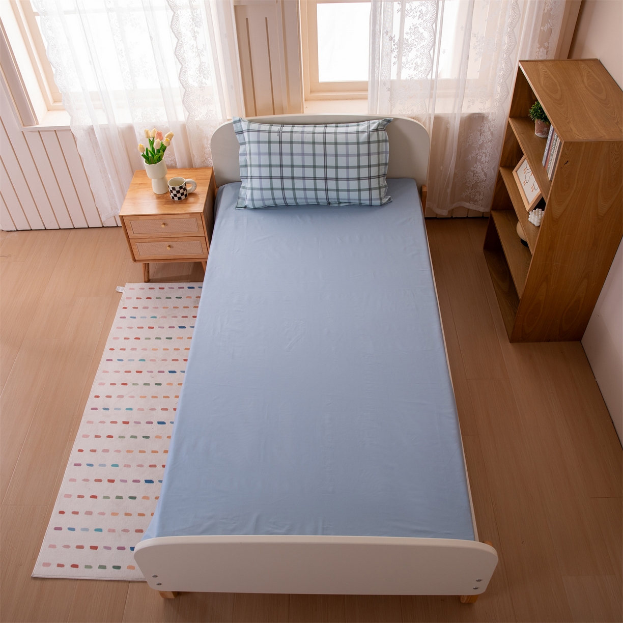 91家纺网 家纺一手货源 找家纺 凌云家纺 2025新款13372全棉纯棉学生床单款三件套上下铺宿舍六件套一整套 印象空间