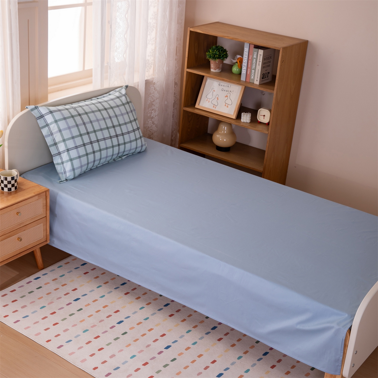 91家纺网 家纺一手货源 找家纺 凌云家纺 2025新款13372全棉纯棉学生床单款三件套上下铺宿舍六件套一整套 印象空间