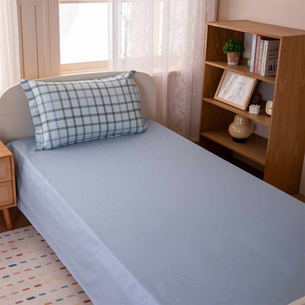 91家纺网 家纺一手货源 找家纺 凌云家纺 2025新款13372全棉纯棉学生床单款三件套上下铺宿舍六件套一整套 印象空间