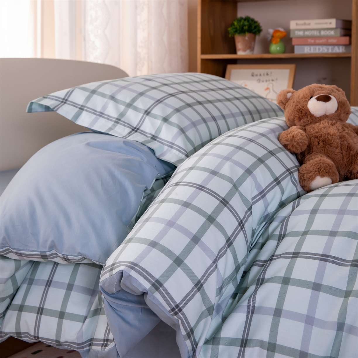 91家纺网 家纺一手货源 找家纺 凌云家纺 2025新款13372全棉纯棉学生床单款三件套上下铺宿舍六件套一整套 印象空间