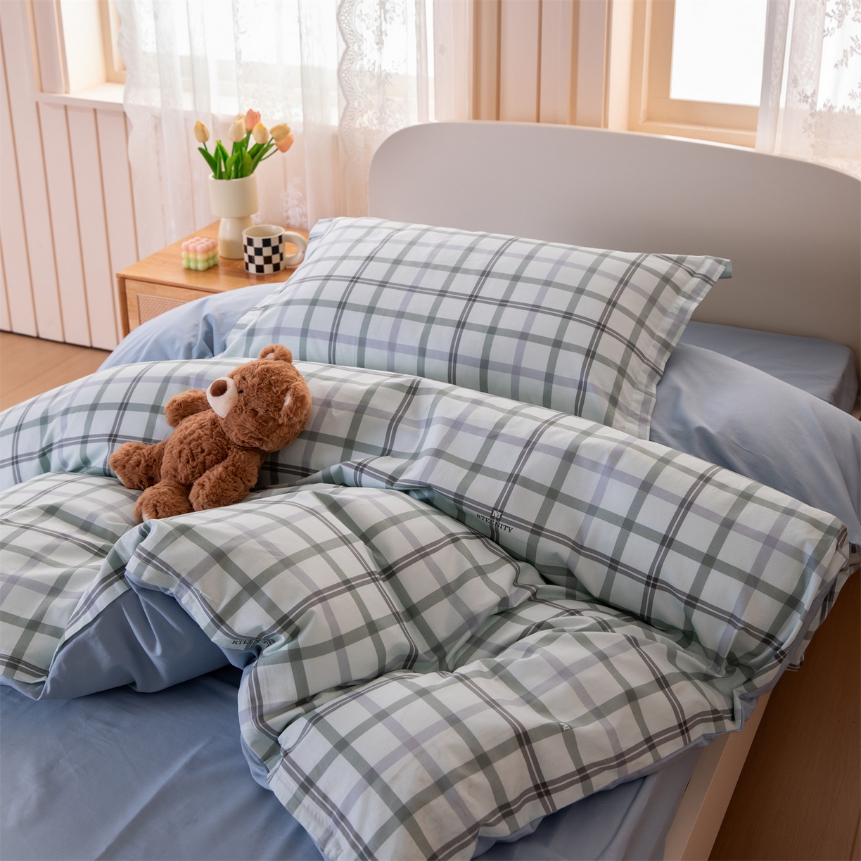 91家纺网 家纺一手货源 找家纺 凌云家纺 2025新款13372全棉纯棉学生床单款三件套上下铺宿舍六件套一整套 印象空间