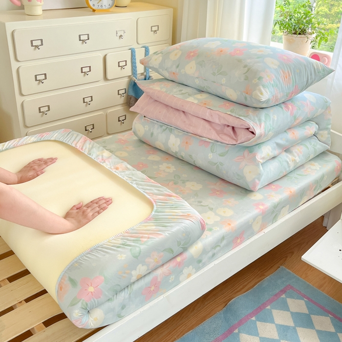 91家纺网 家纺一手货源 找家纺 寻米 2025新款全棉纯棉印花学生季学生单床笠单品床笠床笠单件 春日暖阳-兰