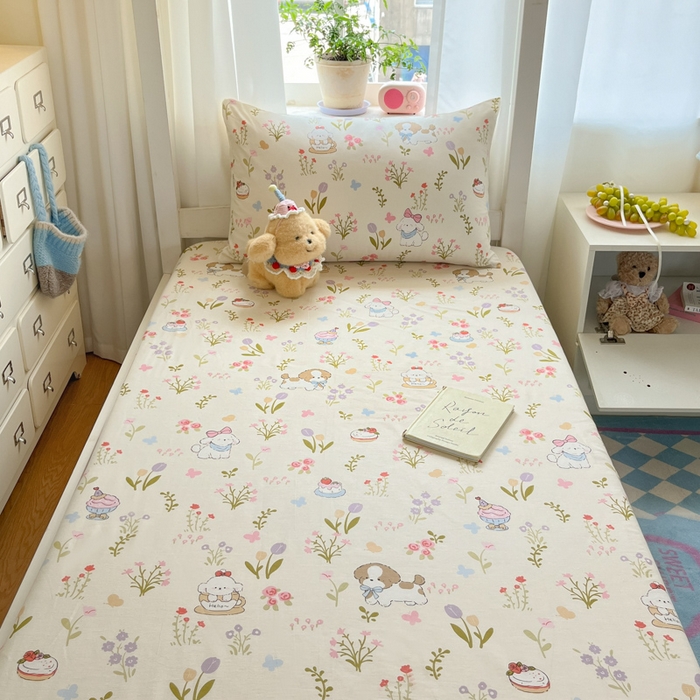 91家纺网 家纺一手货源 找家纺 寻米 2025新款全棉纯棉印花学生季学生单床笠单品床笠床笠单件 花园小狗