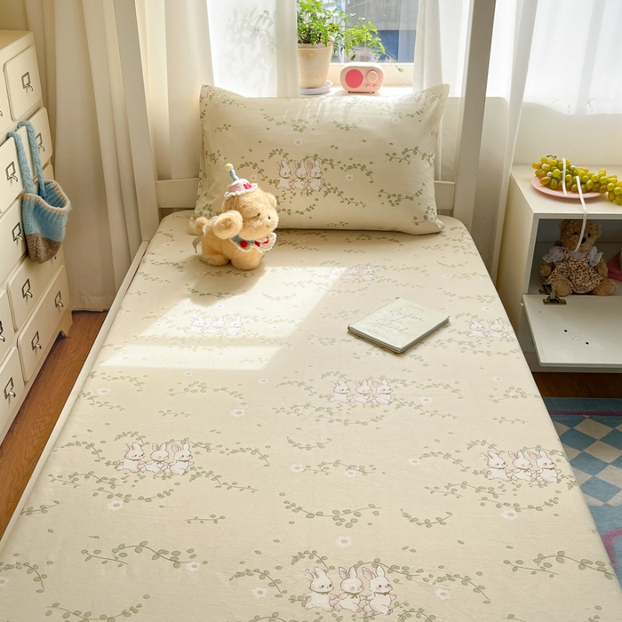 91家纺网 家纺一手货源 找家纺 寻米 2025新款全棉纯棉印花学生季学生单床笠单品床笠床笠单件 花园小兔