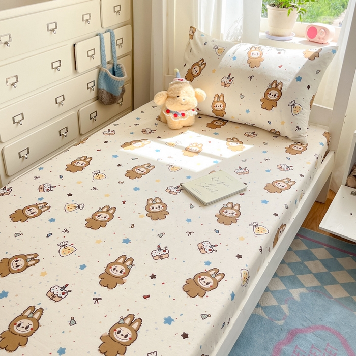 91家纺网 家纺一手货源 找家纺 寻米 2025新款全棉纯棉印花学生季学生单床笠单品床笠床笠单件 焦糖布丁