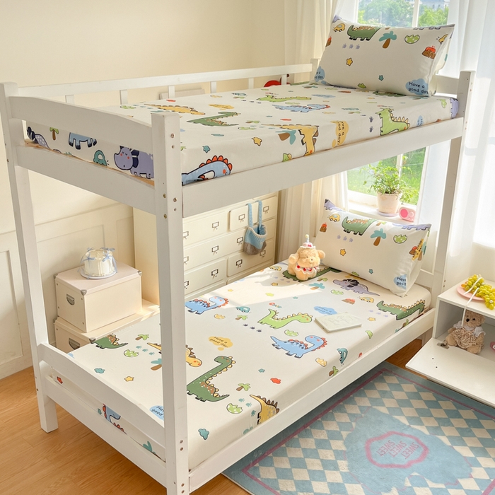 91家纺网 家纺一手货源 找家纺 寻米 2025新款全棉纯棉印花学生季学生单床笠单品床笠床笠单件 恐龙乐园