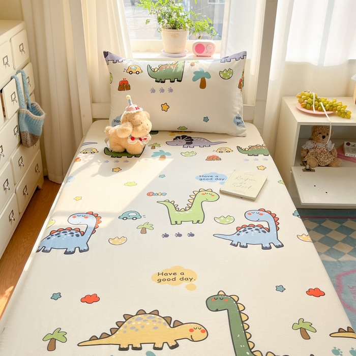 91家纺网 家纺一手货源 找家纺 寻米 2025新款全棉纯棉印花学生季学生单床笠单品床笠床笠单件 恐龙乐园