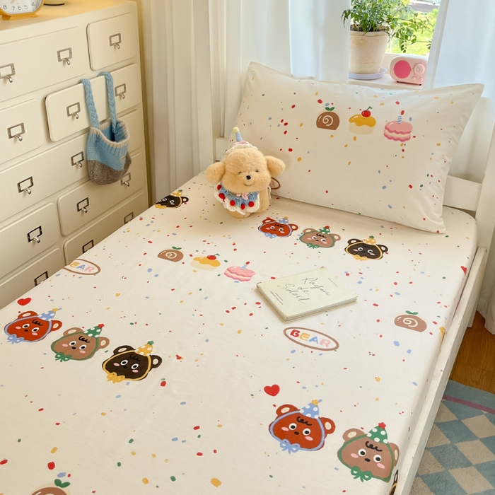 91家纺网 家纺一手货源 找家纺 寻米 2025新款全棉纯棉印花学生季学生单床笠单品床笠床笠单件 快乐熊仔