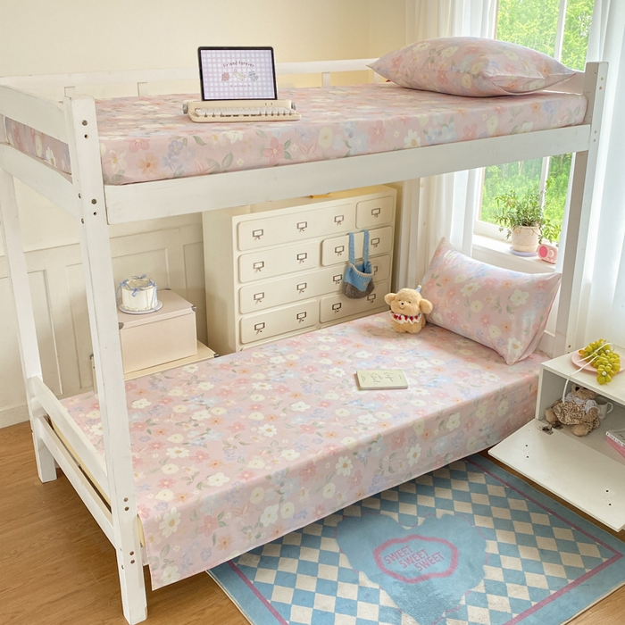 寻米 2025新款全棉纯棉印花学生季学生单床单单品床单床单单件 春日暖阳-粉