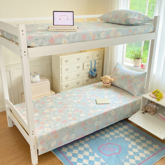 寻米 2025新款全棉纯棉印花学生季学生单床单单品床单床单单件 春日暖阳-兰