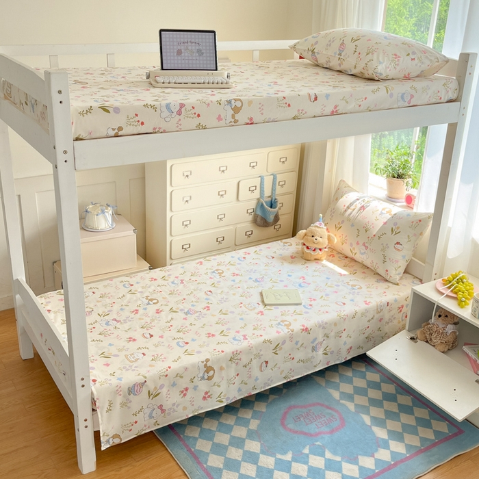 寻米 2025新款全棉纯棉印花学生季学生单床单单品床单床单单件 花园小狗