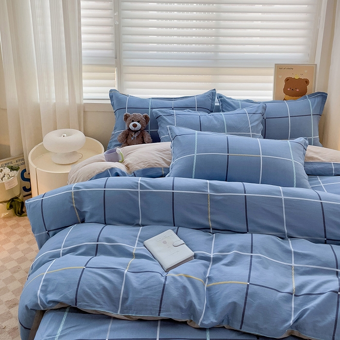 91家纺网 家纺一手货源 找家纺 纽缦家纺 2025新款全棉纯棉斜纹印花四件套 麦乐迪蓝