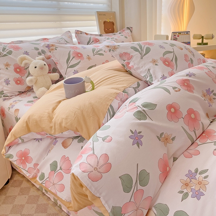 91家纺网 家纺一手货源 找家纺 纽缦家纺 2025新款全棉纯棉斜纹印花四件套 梦若