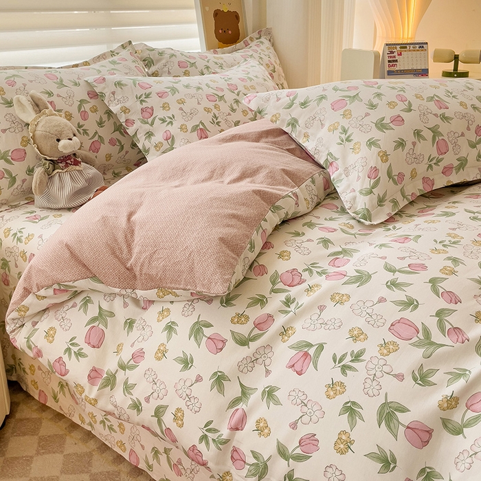 91家纺网 家纺一手货源 找家纺 纽缦家纺 2025新款全棉纯棉斜纹印花四件套 米莱