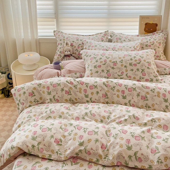 91家纺网 家纺一手货源 找家纺 纽缦家纺 2025新款全棉纯棉斜纹印花四件套 米莱