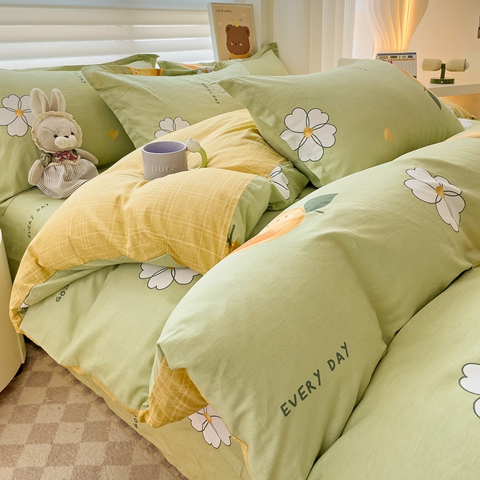 91家纺网 家纺一手货源 找家纺 纽缦家纺 2025新款全棉纯棉斜纹印花四件套 柠夏