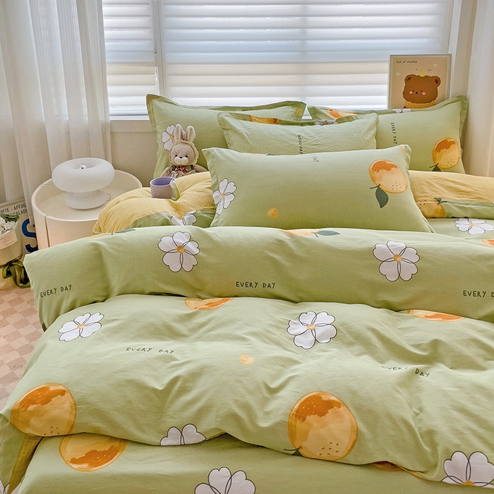 91家纺网 家纺一手货源 找家纺 纽缦家纺 2025新款全棉纯棉斜纹印花四件套 柠夏