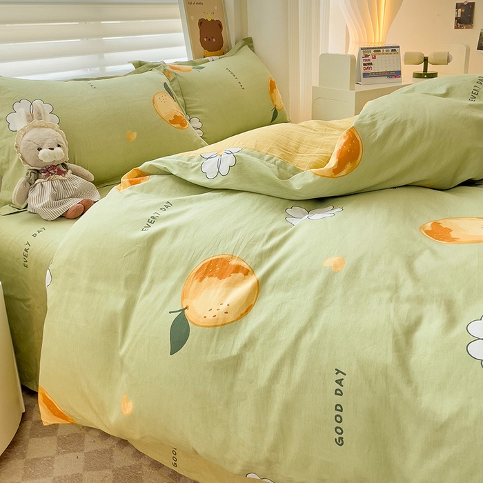 91家纺网 家纺一手货源 找家纺 纽缦家纺 2025新款全棉纯棉斜纹印花四件套 柠夏