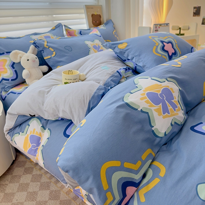 91家纺网 家纺一手货源 找家纺 纽缦家纺 2025新款全棉纯棉斜纹印花四件套 闪亮明星