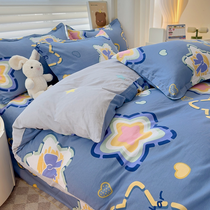 91家纺网 家纺一手货源 找家纺 纽缦家纺 2025新款全棉纯棉斜纹印花四件套 闪亮明星