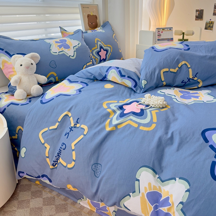 91家纺网 家纺一手货源 找家纺 纽缦家纺 2025新款全棉纯棉斜纹印花四件套 闪亮明星