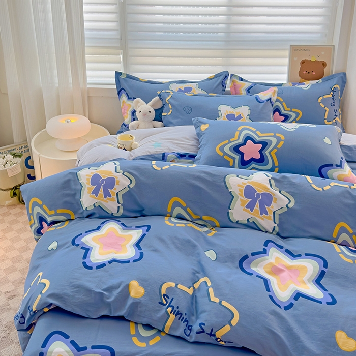 91家纺网 家纺一手货源 找家纺 纽缦家纺 2025新款全棉纯棉斜纹印花四件套 闪亮明星