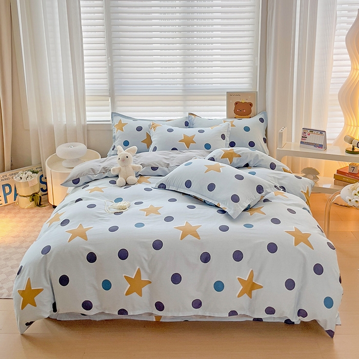 纽缦家纺 2025新款全棉纯棉斜纹印花四件套 闪耀之星