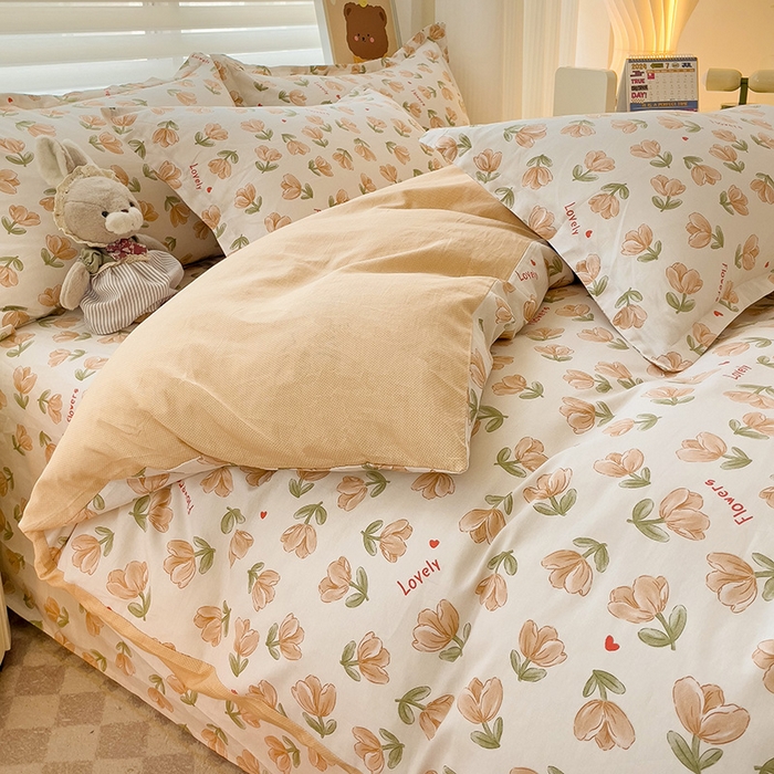 91家纺网 家纺一手货源 找家纺 纽缦家纺 2025新款全棉纯棉斜纹印花四件套 夏遇