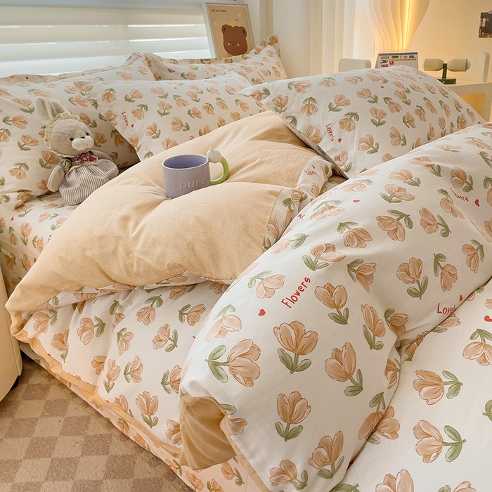 91家纺网 家纺一手货源 找家纺 纽缦家纺 2025新款全棉纯棉斜纹印花四件套 夏遇