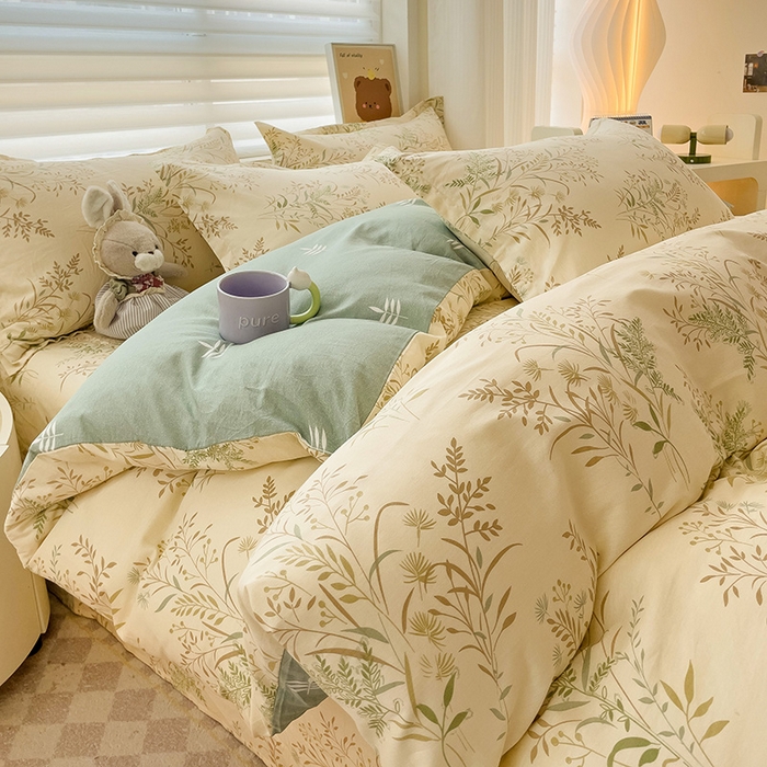 91家纺网 家纺一手货源 找家纺 纽缦家纺 2025新款全棉纯棉斜纹印花四件套 仙草悠悠