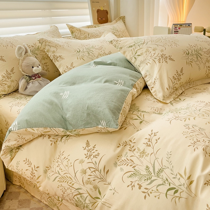 91家纺网 家纺一手货源 找家纺 纽缦家纺 2025新款全棉纯棉斜纹印花四件套 仙草悠悠