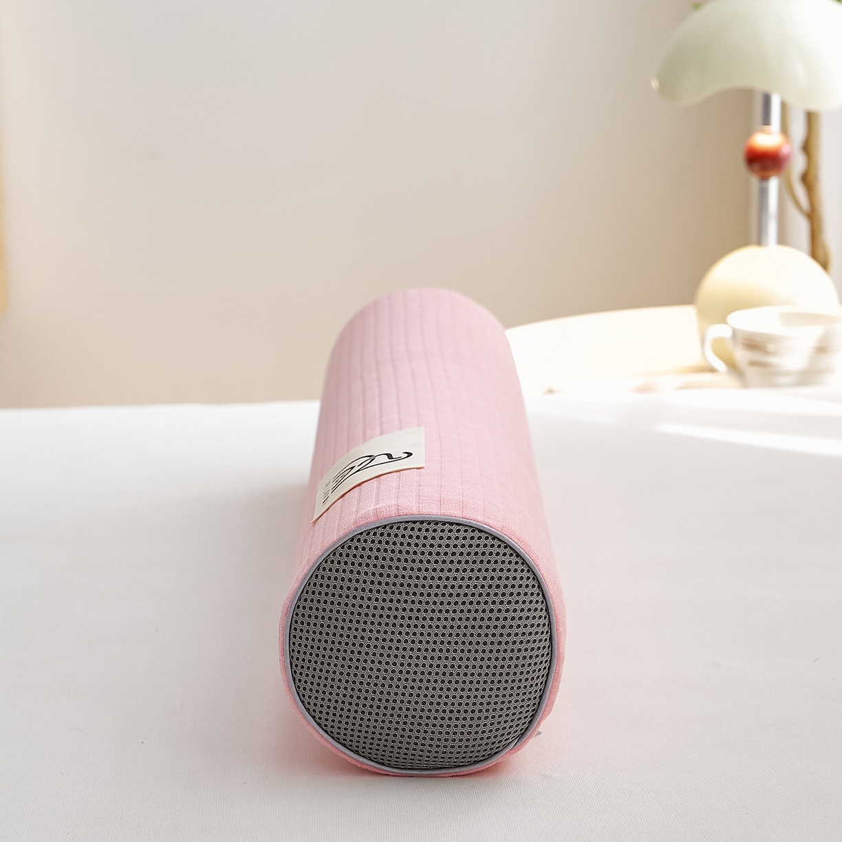 91家纺网 家纺一手货源 找家纺 鼎盛乳胶 2025新款多功能条纹乳胶圆柱枕枕头腰枕 亲肤棉粉 60x12cm/只