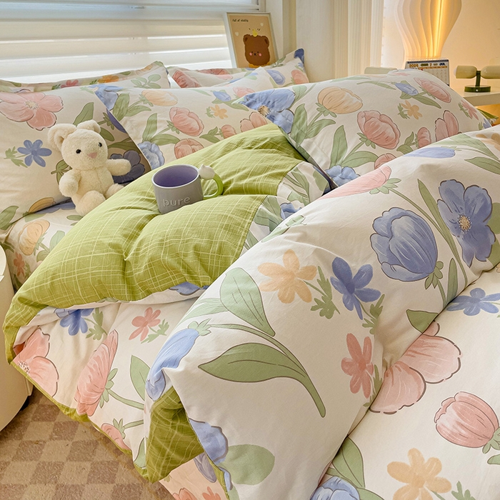 91家纺网 家纺一手货源 找家纺 纽缦家纺 2025新款全棉纯棉斜纹印花四件套 相伴里